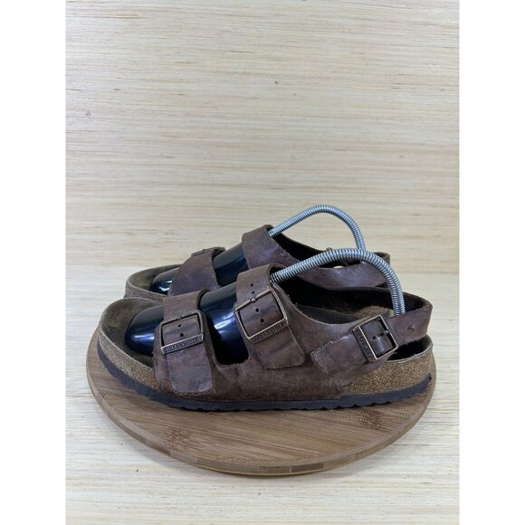 Birkenstock Milano Habana Brown Leather Strap Sandals Mens Size 43 US 10 - Picture 1 of 10